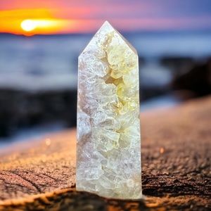 Pink amethyst flower agate tower